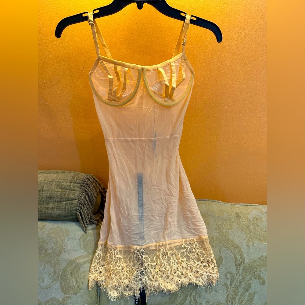 PLT Bustier Sheer Cream Dress